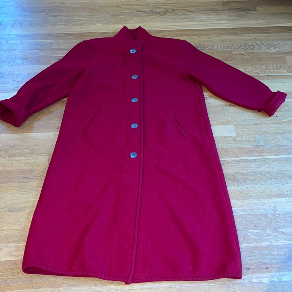 Geiger of Austria Boiled Wool Long Red Coat 34